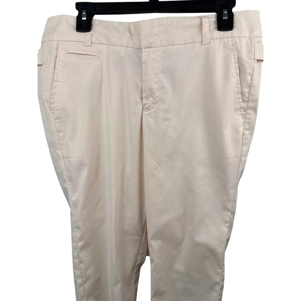 Norma Kamali Pink Pinstripe Pants 12 Straight High Rise Adjustable Waist Light - Picture 3 of 9